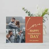 タイポグラフィエレガントバレンタインのカップル3写真 箔シーズンカード (立ち正面)