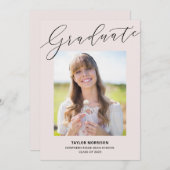 タイポグラフィエレガントピンク&ブラック卒業パーティー 招待状 (正面/裏面)