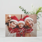 タイポグラフィエレガントファイブフォトメリークリスマス シーズンカード (スタンド正面)