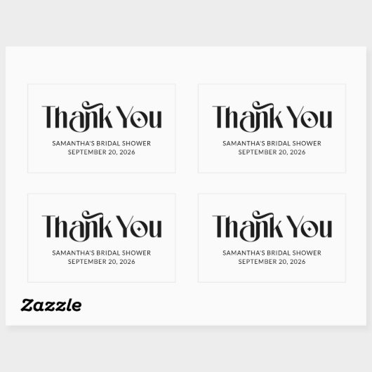 タイポグラフィエレガントブライダルシャワーサンキュー 長方形シール (シート)