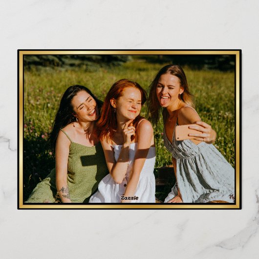 タイポグラフィエレガントプレイドメリークリスマス2写真 箔シーズンカード (裏面)