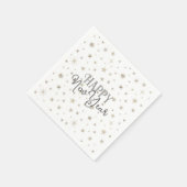 タイポグラフィエレガントホワイトグレースターズハッピーニューイヤー スタンダードカクテルナプキン (角)