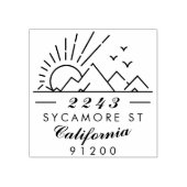 タイポグラフィエレガントマウンテンサンセット差出人住所 ラバースタンプ (インプリント)