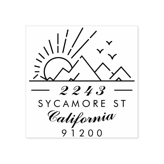 タイポグラフィエレガントマウンテンサンセット差出人住所 ラバースタンプ (インプリント)