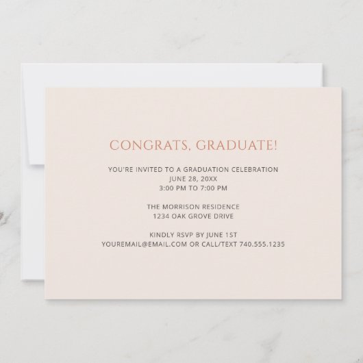 タイポグラフィエレガントミニマル1写真卒業 招待状 (裏面)