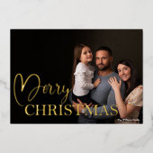 タイポグラフィエレガントメリークリスマスフォト 箔シーズンカード (正面)
