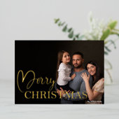 タイポグラフィエレガントメリークリスマスフォト 箔シーズンカード (立ち正面)