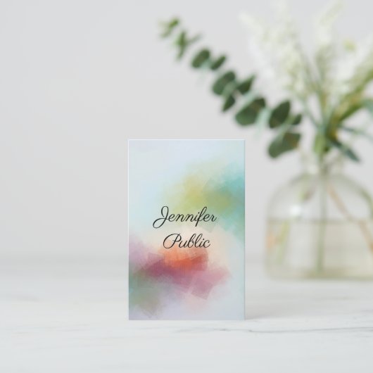 タイポグラフィエレガントモダン抽象芸術アート垂直 名刺 (スタンド正面)