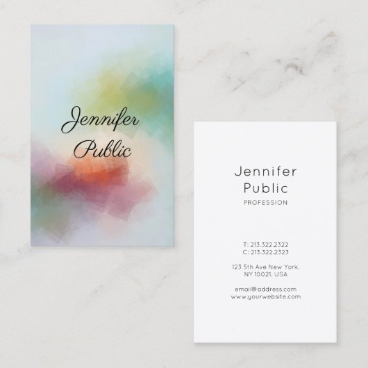 タイポグラフィエレガントモダン抽象芸術アート垂直 名刺 (正面/裏面)