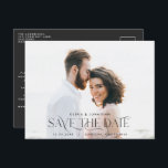 タイポグラフィエレガント写真の結婚式の日付を保存 ポストカード<br><div class="desc">エレガントタイポグラフィモダンの横向けフル出血写真の発表はがき。</div>