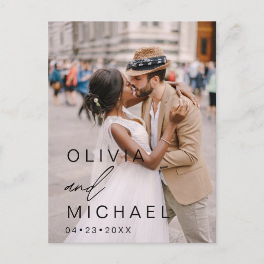 タイポグラフィエレガント写真ミニマルな日付を保存 ポストカード (正面)