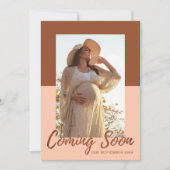 タイポグラフィエレガント写真妊娠告知 案内状 (正面)