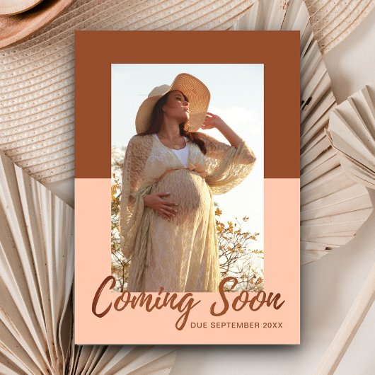 タイポグラフィエレガント写真妊娠告知 案内状