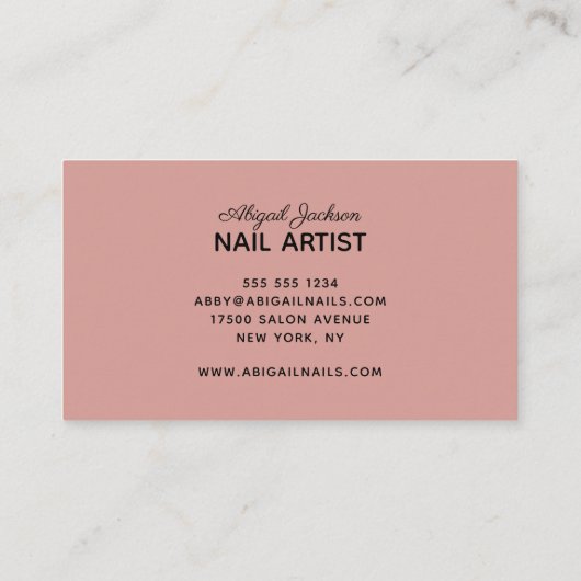 タイポグラフィエレガント爪、 ネイル名別Webサイトバラ金ゴールド 名刺 (裏面)