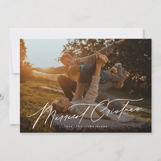 タイポグラフィエレガント1枚写真メリークリスマス シーズンカード (正面)
