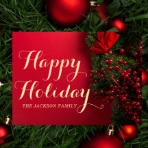 タイポグラフィエレガントlレッドホリデークリスマスカード