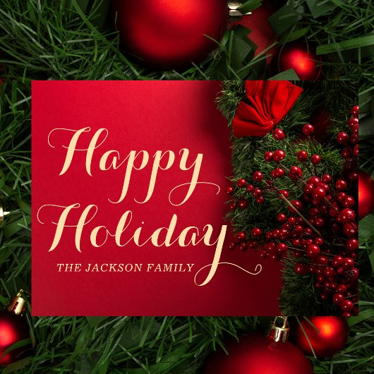 タイポグラフィエレガントlレッドホリデークリスマスカード シーズンカード