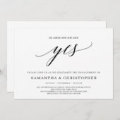 タイポグラフィエレガントyes婚約 招待状 (正面/裏面)