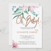 タイポグラフィオモダンベビーフローラベビーシャワー 招待状 (正面)