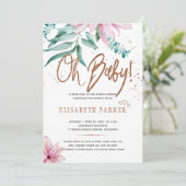 タイポグラフィオモダンベビーフローラベビーシャワー 招待状 (スタンド正面)