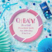 タイポグラフィオモダンーベビーピンクベビーシャワー紙 ペーパープレート (パーティー)