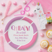タイポグラフィオモダンーベビーピンクベビーシャワー紙 ペーパープレート (パーティー)