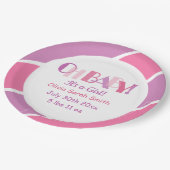 タイポグラフィオモダンーベビーピンクベビーシャワー紙 ペーパープレート (アングル)