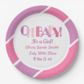 タイポグラフィオモダンーベビーピンクベビーシャワー紙 ペーパープレート (正面)