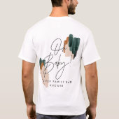 タイポグラフィオモダン赤ちゃんシャワーパーティーギフトお願い Tシャツ (裏面)