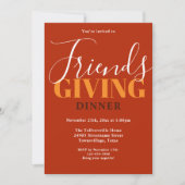 タイポグラフィオレンジフレンドサンドディナー招待状 招待状 (正面)