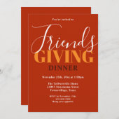 タイポグラフィオレンジフレンドサンドディナー招待状 招待状 (正面/裏面)