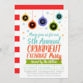 タイポグラフィオーナメント交換クリスマスパーティー 招待状 (正面/裏面)