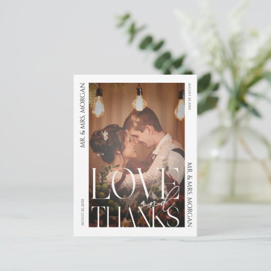 タイポグラフィオーバーレイ文字写真 |さん結婚ありがとう ポストカード (スタンド正面)