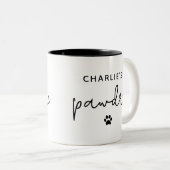 タイポグラフィカスタムドッグパパ新規犬のオーナー ツートーンマグカップ (正面右)