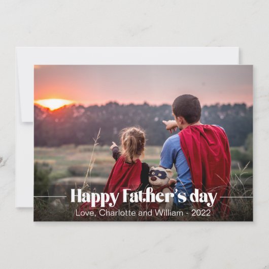 タイポグラフィカスタムフォトファーザーズデイカード 案内状 (正面)