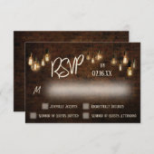 タイポグラフィカスタム工業用ブリック、エジソンライト 出欠カード (正面/裏面)