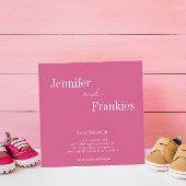 タイポグラフィカップルモダンピンクの赤ちゃんシャワー 招待状