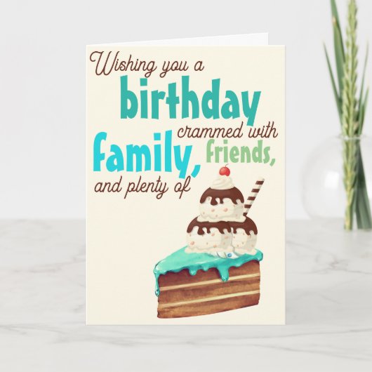 タイポグラフィカラフルお誕生日ケーキアイスクリーム カード (正面)