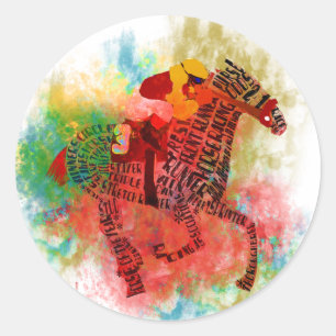 タイポグラフィカラフルでサラブレッド ラウンドシール