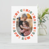 タイポグラフィカラフルオーバルクリスマスホリデーカード シーズンカード (スタンド正面)