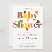 タイポグラフィカラフルテラコッタ秋ベビーシャワー 招待状 (正面)