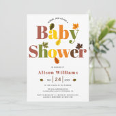 タイポグラフィカラフルテラコッタ秋ベビーシャワー 招待状 (スタンド正面)