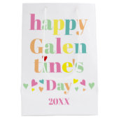 タイポグラフィカラフルハッピーガレンティンデー ミディアムペーパーバッグ (裏面)