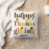 タイポグラフィカラフルハッピーサンクスギビング秋色 クッション (ブランケット)