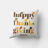 タイポグラフィカラフルハッピーサンクスギビング秋色 クッション (裏面)
