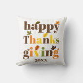 タイポグラフィカラフルハッピーサンクスギビング秋色 クッション (正面)