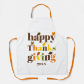 タイポグラフィカラフルハッピーサンクスギビング秋 エプロン (正面)