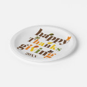 タイポグラフィカラフルハッピーサンクスギビング秋 ペーパープレート (アングル)