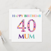 タイポグラフィカラフルハッピーバースデームーム カード (正面/裏面インサイチュ)