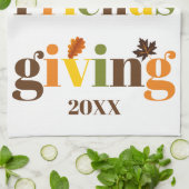 タイポグラフィカラフルハッピーフレンドシップ秋 キッチンタオル (折り畳み)